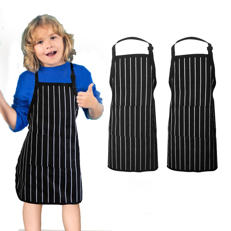 multifuns 5 Pack White Kids Chef Hat and Apron-Children Cooking Kitchen Paint Chef Craft Baking Aprons for Kids Children Girls Boys 5-12 Adges(White,One Size,5sets)â€¦ - Image 1